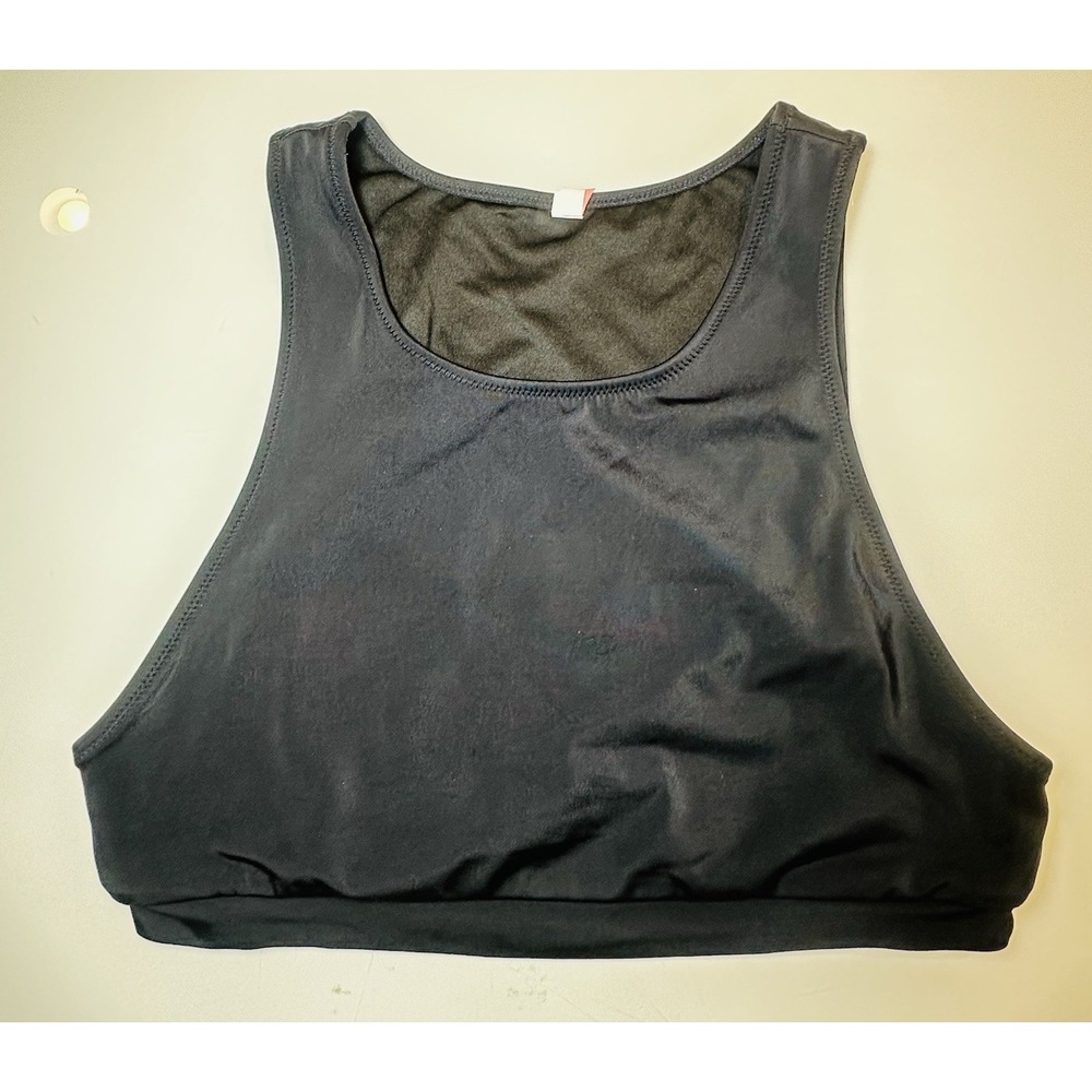 Victoria's Secret Black High Neck Bikini Top Swim Sporty Crop Tank Sz M